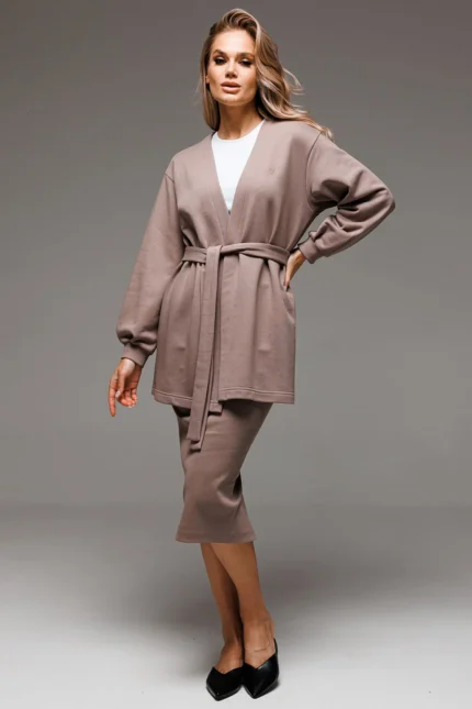 Комплект юбочный с жакетом в цвете капучино