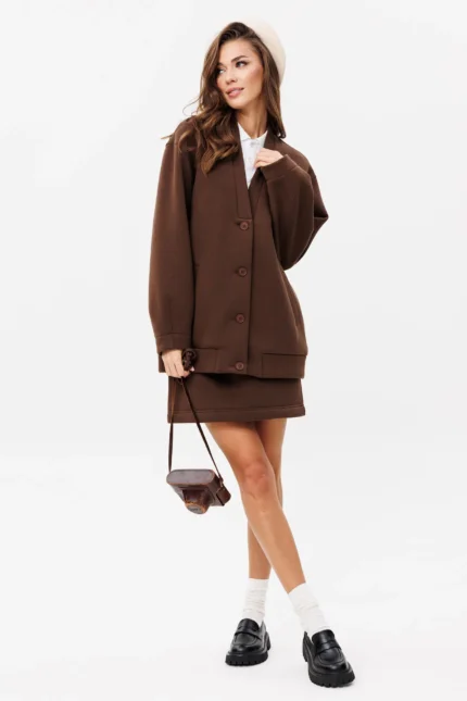 Кардиган oversize с v-образной горловиной и юбкой