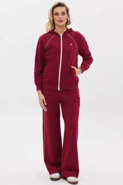 Спортивный костюм с контрастными кантами на зип-худи и брюках