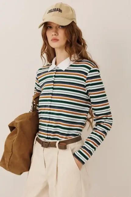 Дизайнерский лонгслив в полоску